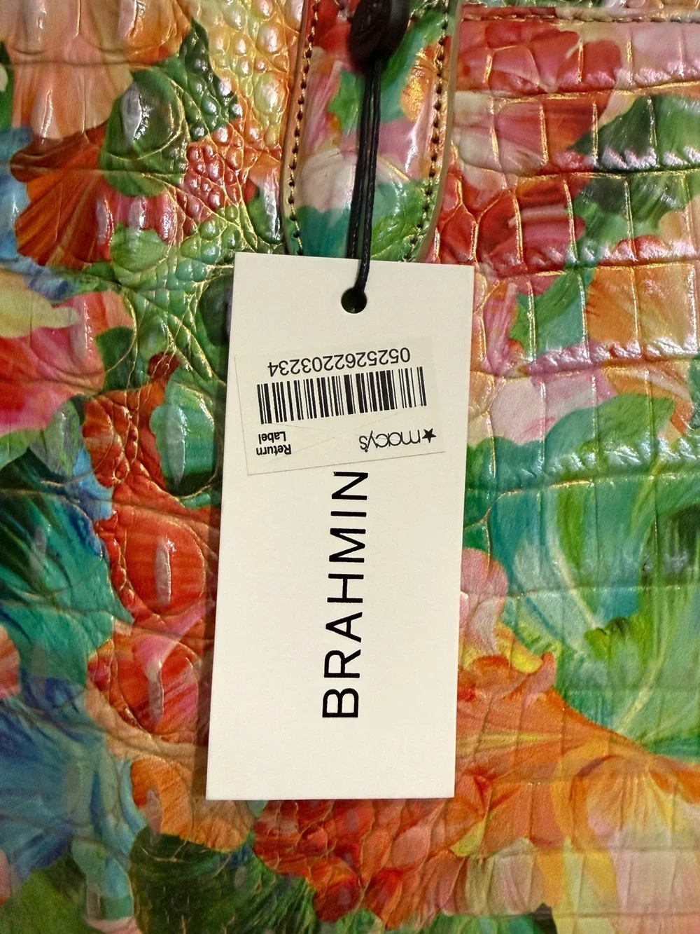 Brahmin Mira Taffy Melbourne Tote Bag Floral Leather Dust Bag NWT